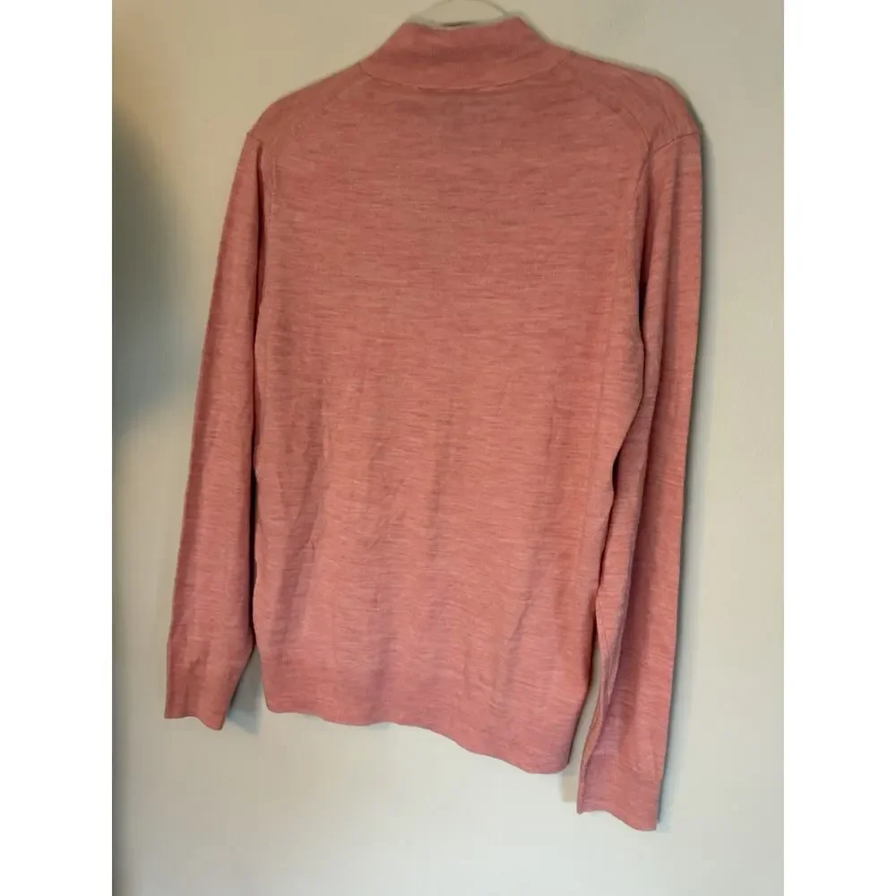 Peter Millar Autumn Crest Suede Trim Wool Quarter Zip Sweater Dusty Rose Mens S